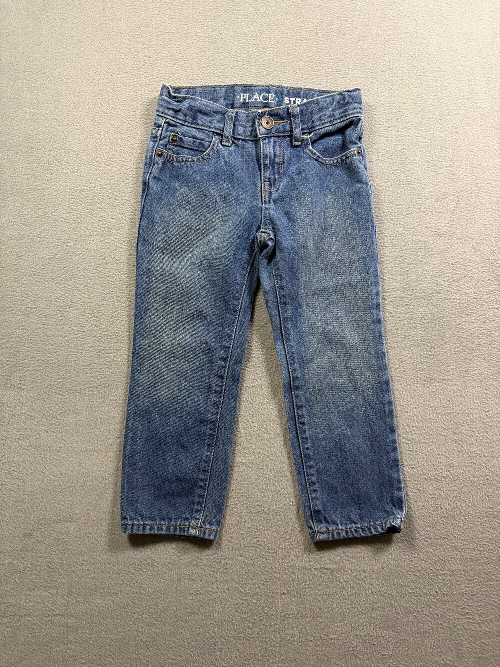 The Children's Place Boys Size 4 Straight Denim Jeans Medium Wash Adjustable
